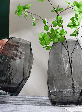 现代简约几何原色玻璃花瓶样板间北欧轻奢摆件创意家居软装饰品