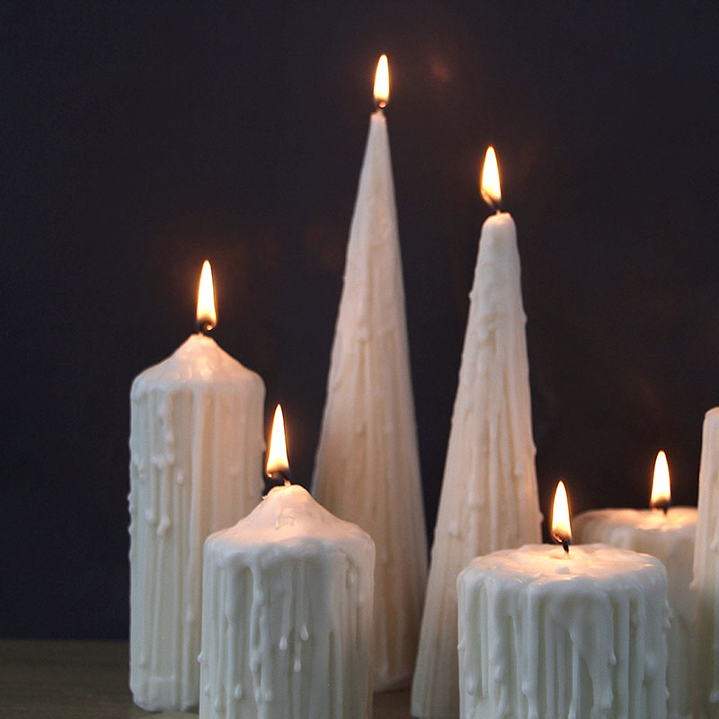 手工白色滴泪香薰蜡烛摆件大号蜡烛家居装饰摆件烛光晚餐室内浪漫