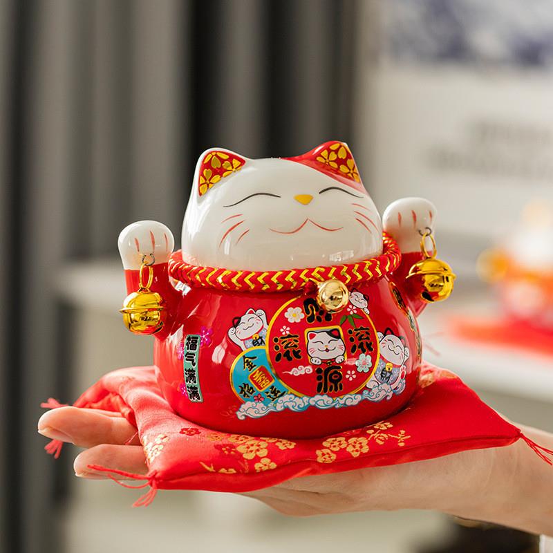 招财猫陶瓷家居摆件创意日式发财猫小存钱罐店铺开业活动礼品