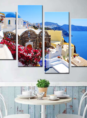 现代欧式玄关装饰画五联套画书房客厅会所餐厅挂画带框壁画爱琴海