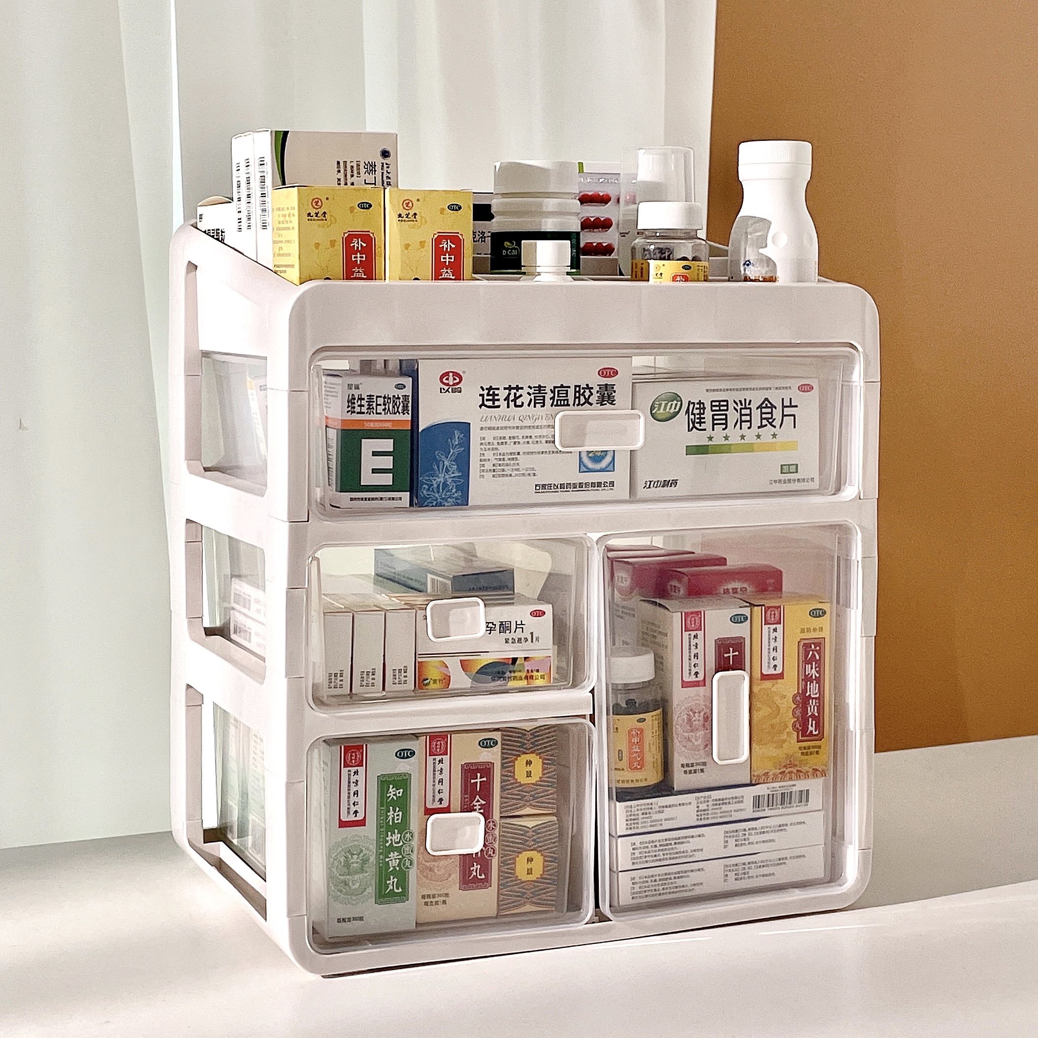 家庭装药箱大容量药品医药箱家用多层收纳柜抽屉药物收纳盒小药盒