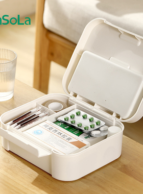 FaSoLa家用分格药品药物收纳盒医药盒应急救护医疗便携式小药箱