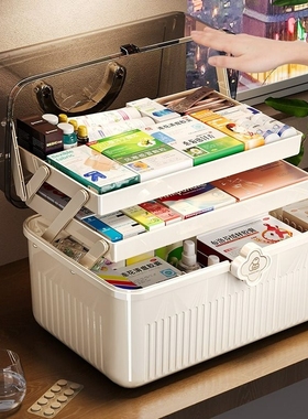 药箱家庭装大号药物收纳盒家用大容量药品医药箱医疗急救分类药盒