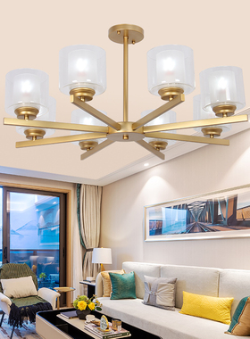 吊灯客厅北欧风格现代简约大气创意个性卧室家用金色铁艺餐厅灯具