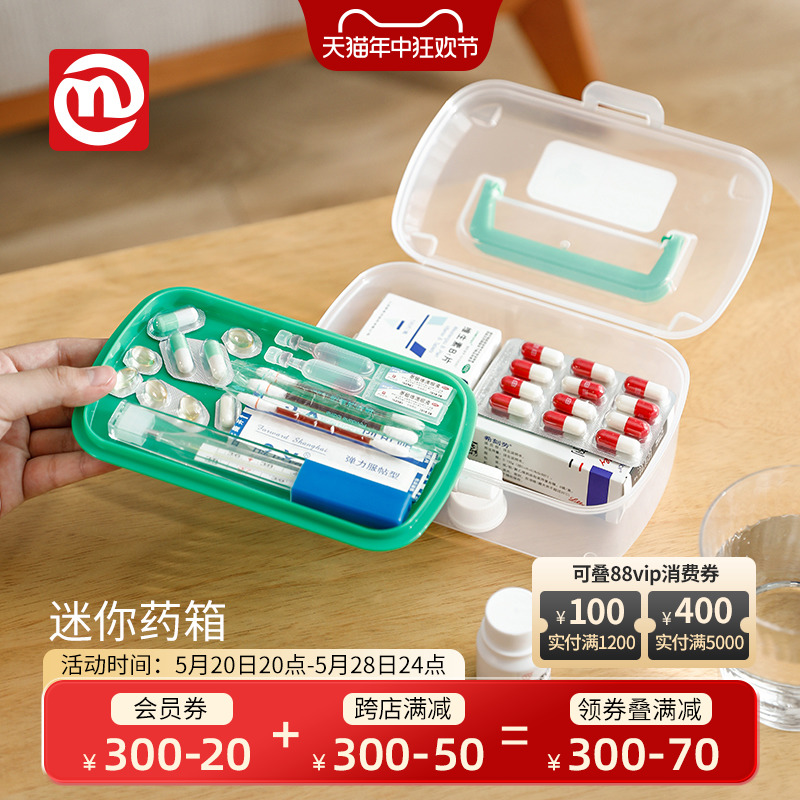 NAKAYA日本进口医药箱家用小药箱便携多功能塑料药品收纳盒急救箱