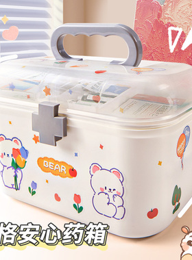 家用医药箱家庭装透明医疗箱儿童可爱小药盒宝宝药物收纳盒大容量