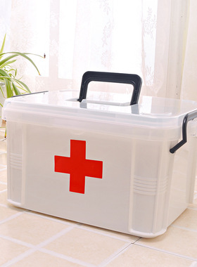 医药收纳箱塑料药箱整理储物家庭特大号家用急救箱收纳小手提药盒