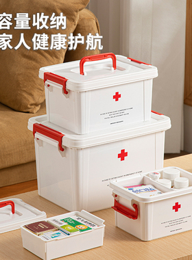 家用医药箱手提多功能家庭药品收纳盒双层塑料中大号药物储物箱子