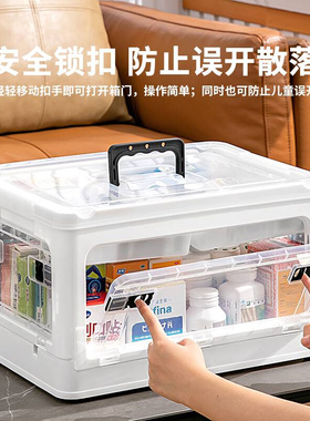 。日本KLN药箱家庭装家用大容量透明医药箱可折叠收纳箱多层储物