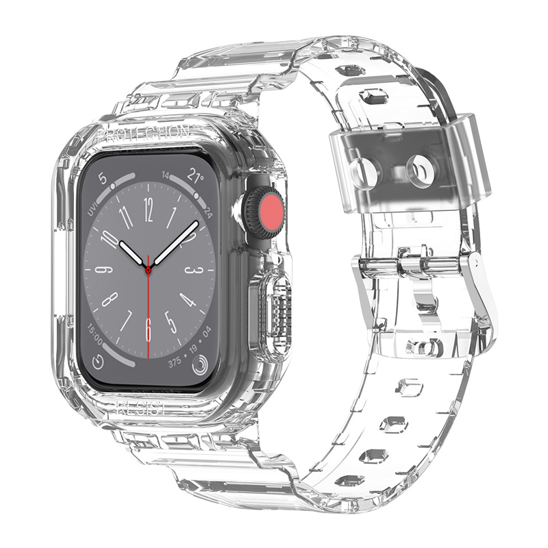 适用苹果iwatch9/7手表se表带s6透明冰川替换带保护套一体s7创意男女款s8通用49/45mm手表带applewatchs9腕带