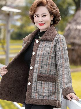 中年妈妈秋装外套短款夹克50岁60岁中老年女装秋冬新款上衣洋气外