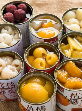 果家人水果罐头混合装整箱糖水黄桃荔枝杨梅菠萝枇杷红毛丹312g罐