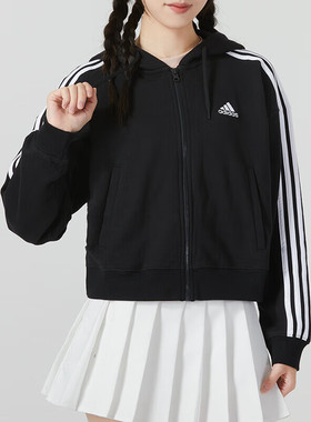 Adidas阿迪达斯女装2023秋季新款运动休闲短款连帽夹克外套IC8781