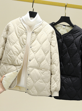菱格羽绒棉服女冬季新款加绒加厚保暖小个子棉衣短款棉袄外套大码