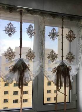 欧式窗帘提拉帘厨房客厅纱帘中式遮挡帘卷帘罗马帘