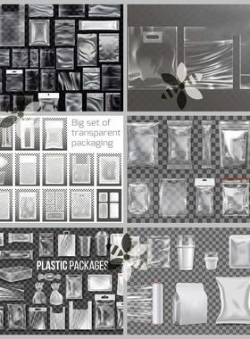 聚乙烯包装样机合集真空袋零食食品容器透明塑料袋矢量AI设计素材
