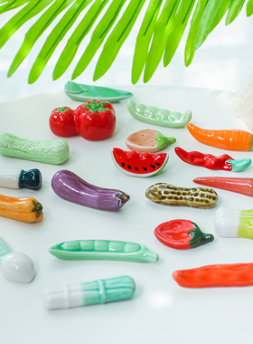 zakka 日式创意家具摆件 可爱陶瓷家居饰品 蔬菜筷架 笔拖 装饰品