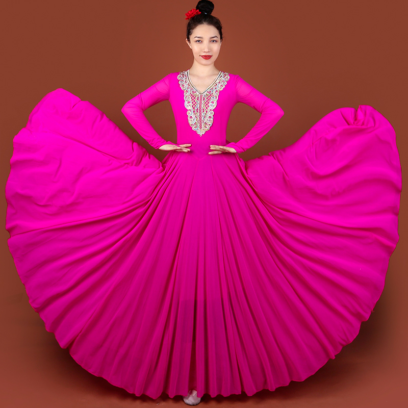 新疆舞蹈演出服装民族舞古典舞国风舞大摆裙维族舞表演720连衣裙