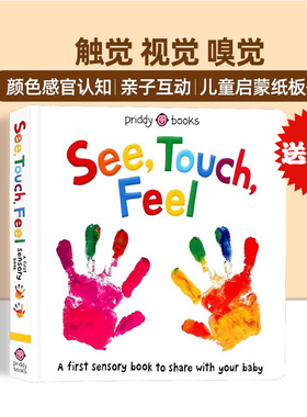 See Touch Feel 英文原版绘本触觉视觉嗅觉感官认知触摸书 A First Sensory Book幼儿童早教启蒙英语读物亲子互动游戏书内附小镜子
