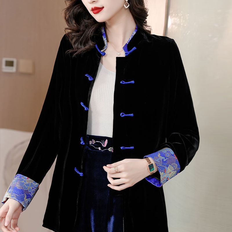 冬季中长款黑色唐装棉袄女中国风新中式盘扣复古棉衣棉服外套