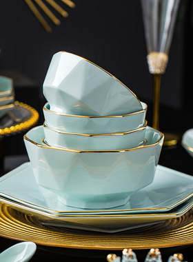 北欧盘子碗家用2024新款高级感餐具套装陶瓷碗盘碗筷轻奢碗碟套装