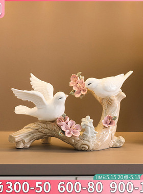 现代简约陶瓷小鸟摆件家居客厅酒柜软装饰品欧式房间桌面玄关摆件