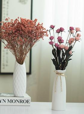 简约现代陶瓷花瓶欧式创意水培插花器白色家居客厅干花装饰品摆件