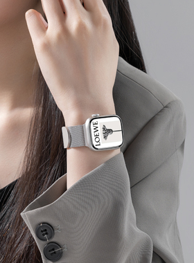 适用iwatch8表带S7苹果手表S8米兰尼斯Applewatch7金属SE磁吸S6夏6高级5运动4代ultra男女41创意45智能watchs
