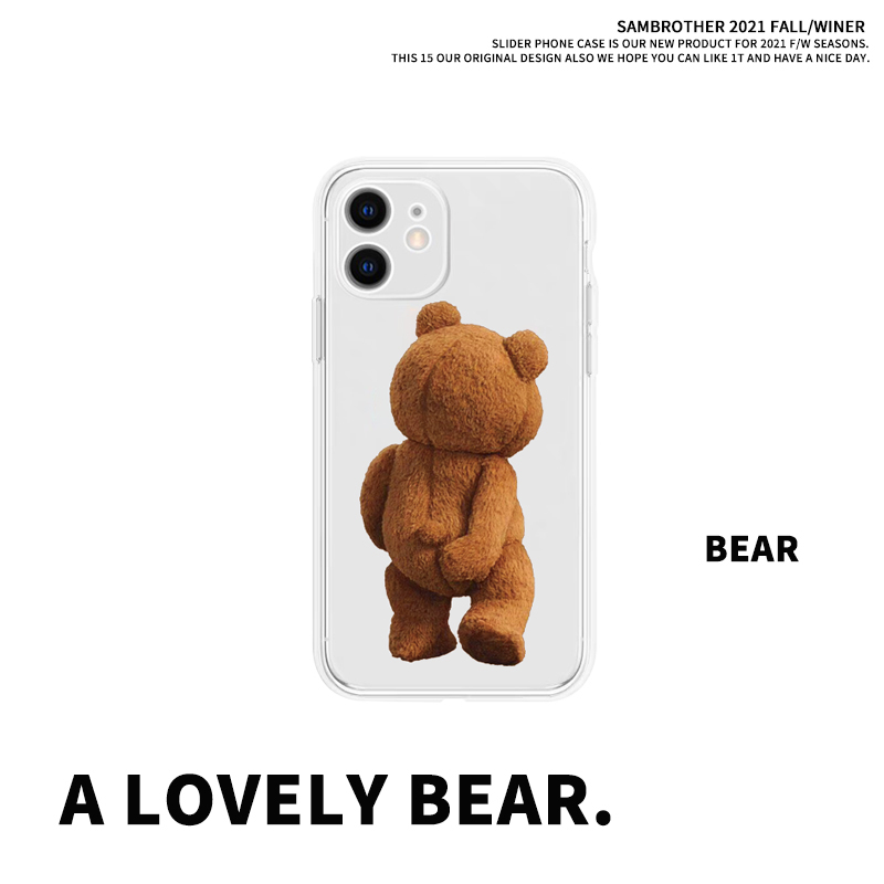 小熊适用情侣iPhone14PRO透明12可爱15情侣苹果13PROMAX手机壳11X