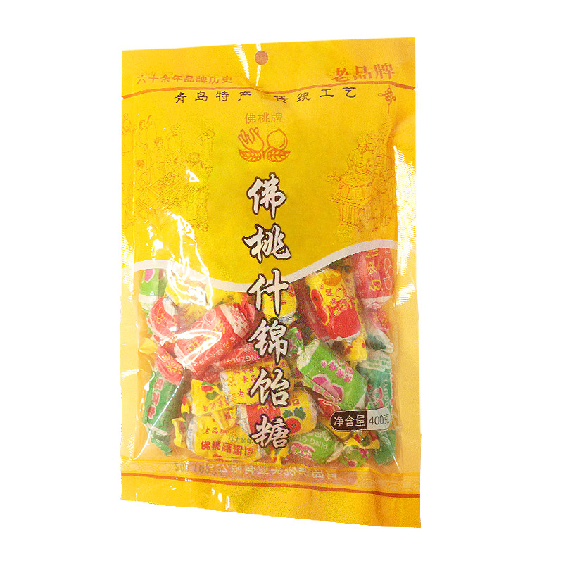 青岛特产佛桃牌高粱饴传统拉丝高粱饴老字号400g六种口味混合