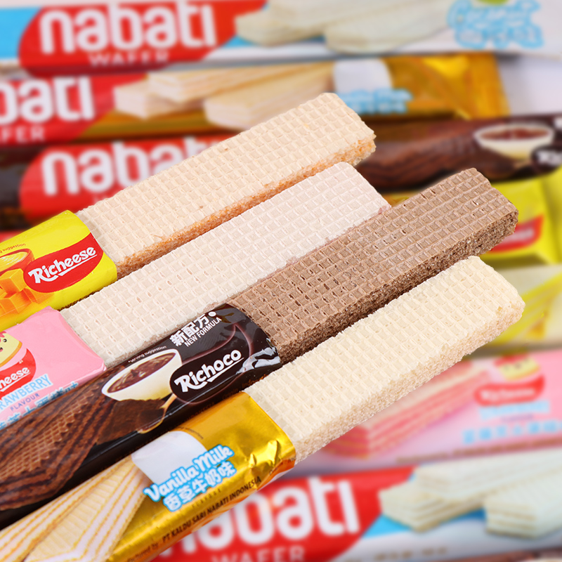 印尼进口纳宝帝丽芝士奶酪威化饼干nabati巧克力芝士夹心饼干8g