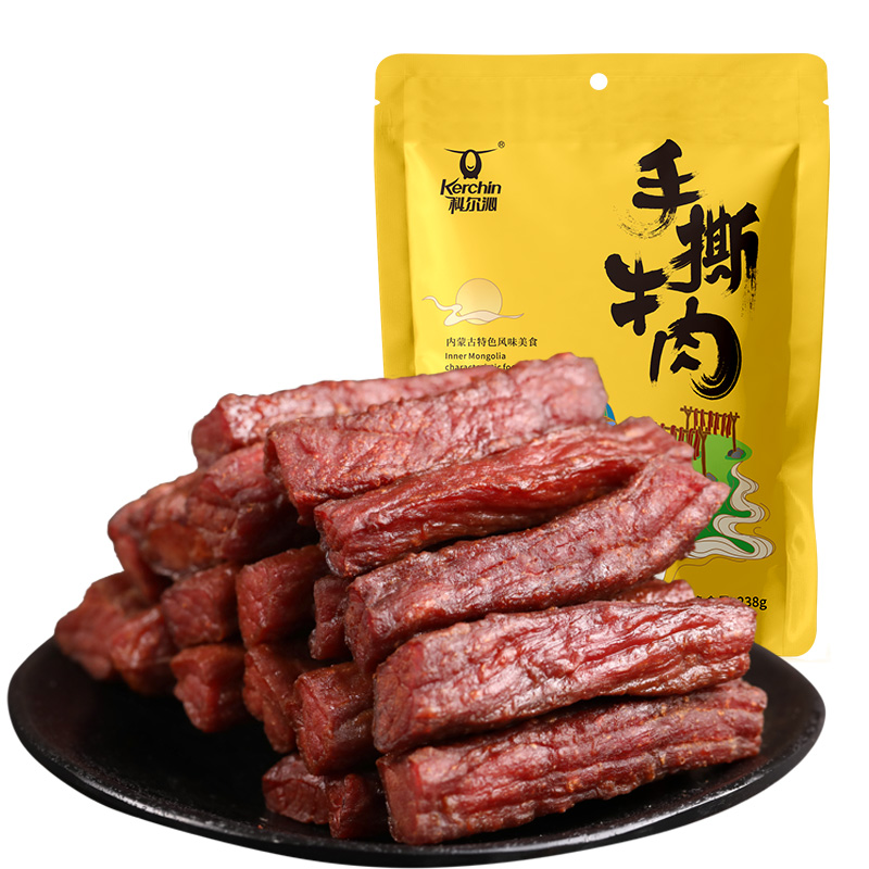 【日常】科尔沁手撕牛肉238g原味风干牛肉干独立内包装零食