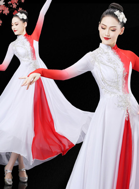 开场舞大摆裙灯火里的中国万疆舞蹈服装伴舞大合唱团演出服女长裙