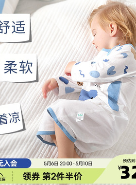 宝宝睡袍婴儿睡衣夏季薄款空调服纯棉长袖婴幼儿连体男女儿童睡裙