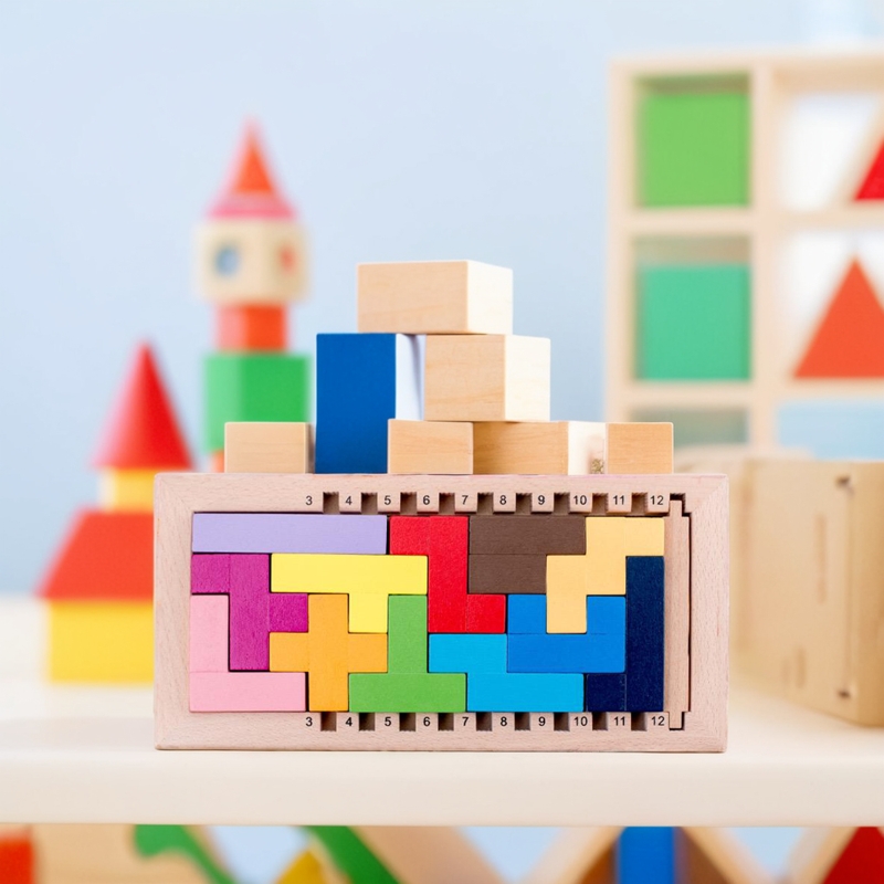 俄罗斯方块益智力拼图儿童早教男女孩玩具拼板拼装立体形状积木制
