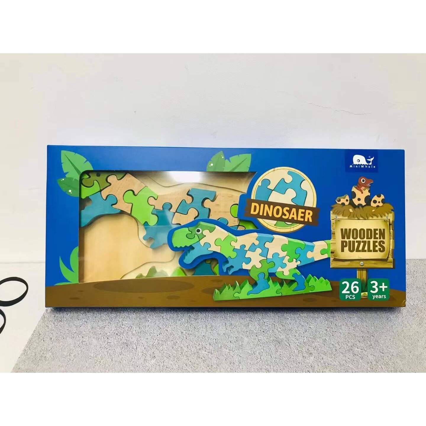 出口韩国玩具立体鳄鱼拼图益智玩具26PS木制高档送礼盒装拼装收藏