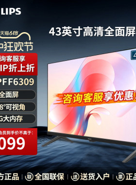 飞利浦43英寸全高清智慧屏家用网络智能液晶平板电视机 43PFF6309
