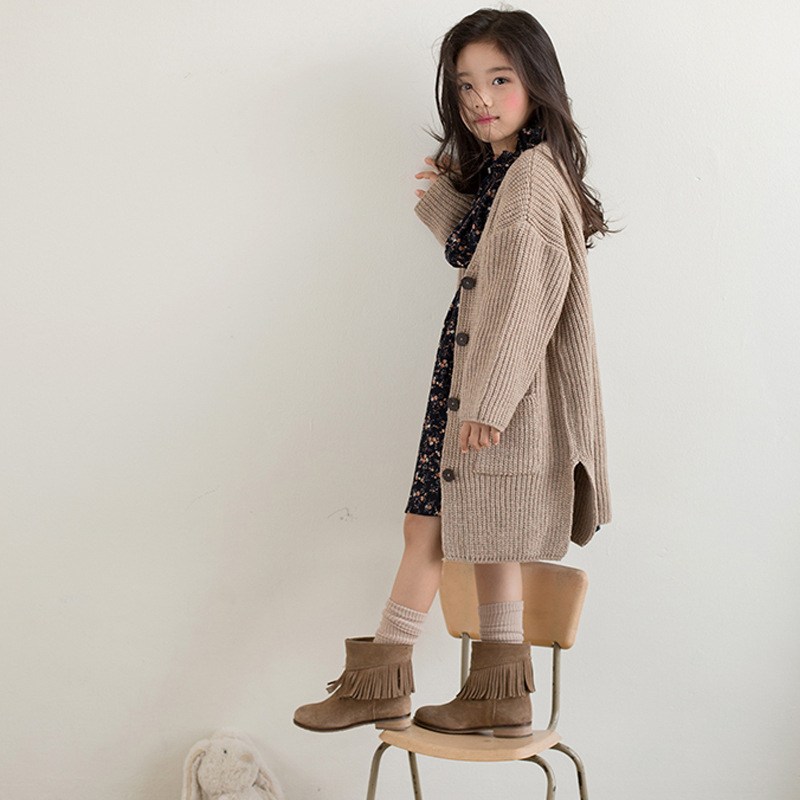 韩版女童毛衣外套开衫加厚粗线儿童装2019秋冬季新款中长款时尚潮