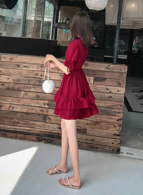 雪纺连衣裙女夏2023新款夏季裙子女学生韩版宽松小个子网红仙女裙