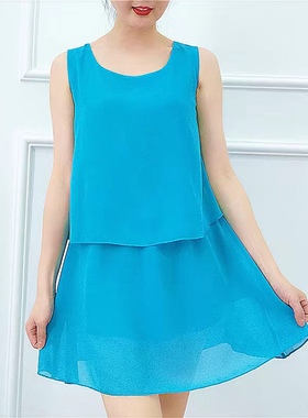无袖雪纺连衣裙2023新款夏季女装时尚气质宽松显瘦小个子女装裙子