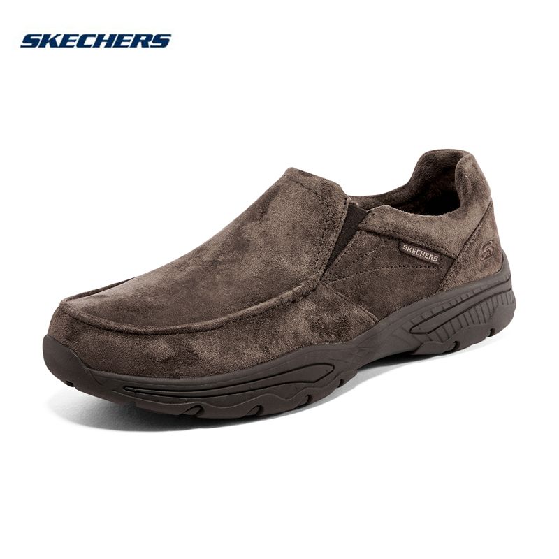 Skechers斯凯奇男鞋一脚蹬冬季加绒保暖休闲鞋轻便减震舒适健步鞋