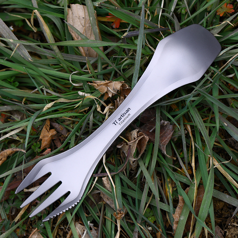 钛工匠户外纯钛餐具多功能刀叉勺子一体组合便携钛勺露营野餐装备