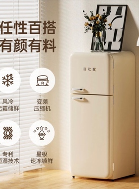 复古冰箱大容量192升变频节能双门家用冷藏冷冻哈士奇冰箱HCK