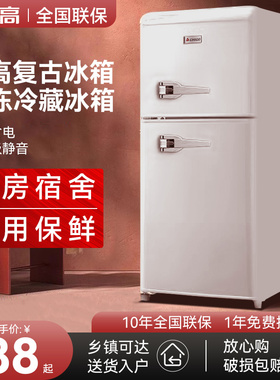 志高复古小冰箱小型家用双门家电冰箱静音节能冷藏冷冻网红高颜值