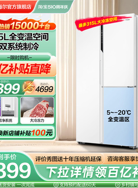 海尔双系统冰箱大冷冻白色501L对开三门家用一级能效变频无霜官方