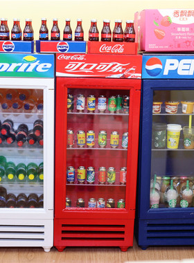 12分8分公仔娃娃屋迷你冰箱冰柜模型超市餐厅场景配件拍摄道具