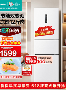 【新品】海信221L白色三开门小型冰箱家用租房风冷无霜官方206