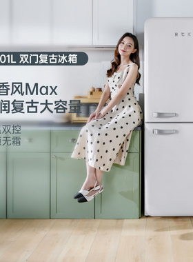 HCK哈士奇401L客厅小香风Max双门复古冰箱家用客厅嵌入式大容量