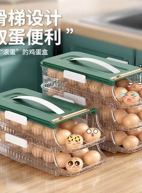 鸡蛋收纳盒冰箱侧门滚蛋食品级网红鸡蛋架托自动鸡蛋盒日式厨房