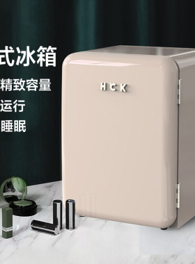 HCK哈士奇复古卧室冰箱34L轻音节能单门小冰箱迷你冷藏柜40RSA